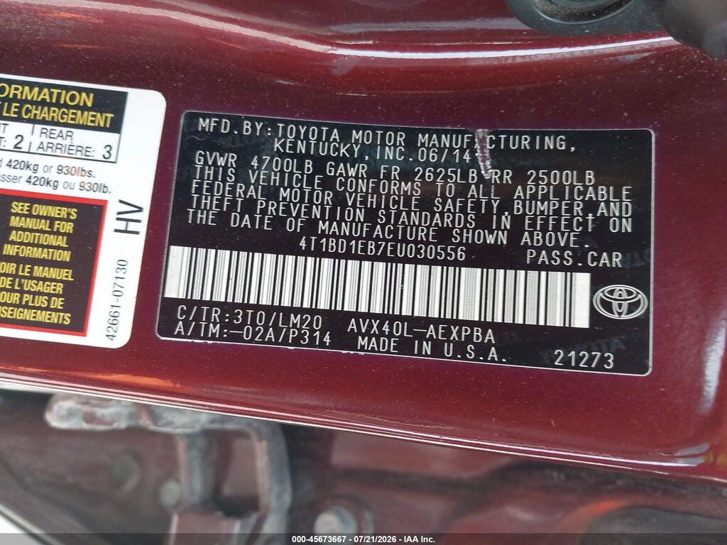 4T1BD1EB7EU030556 2014 TOYOTA AVALON HYBRID photo no. 9