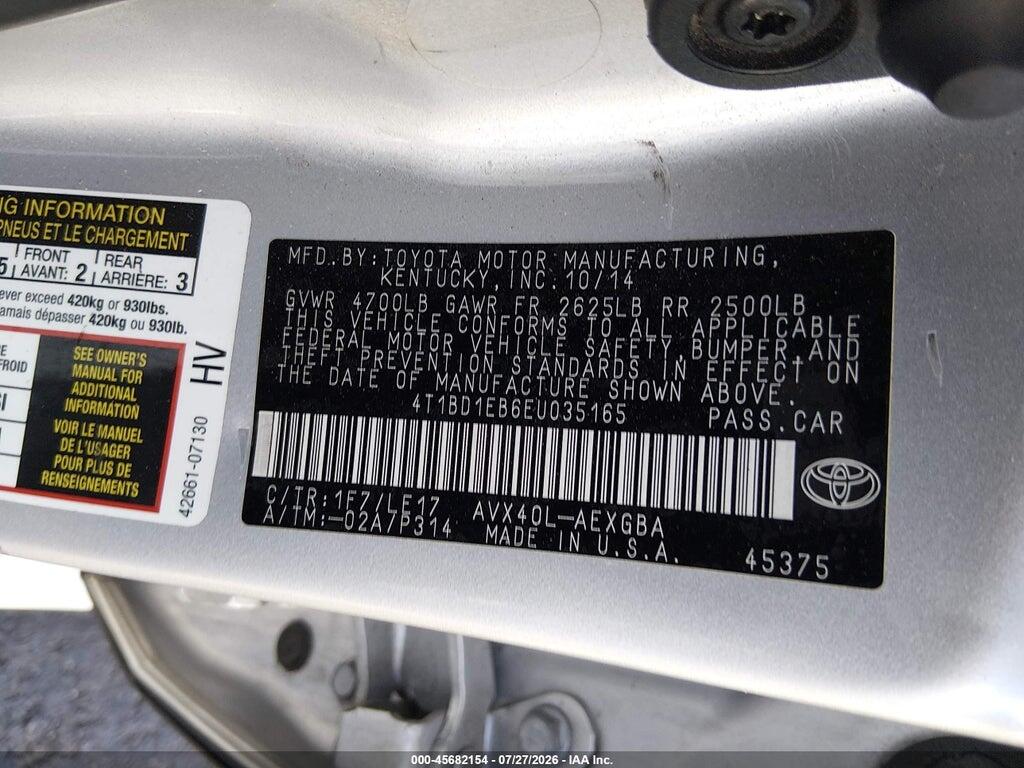 4T1BD1EB6EU035165 2014 TOYOTA AVALON HYBRID photo no. 9