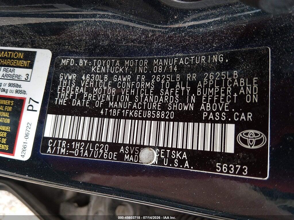 4T1BF1FK6EU858820 2014 TOYOTA CAMRY photo no. 9