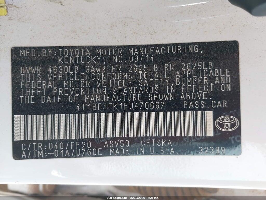 4T1BF1FK1EU470667 2014 TOYOTA CAMRY photo no. 9