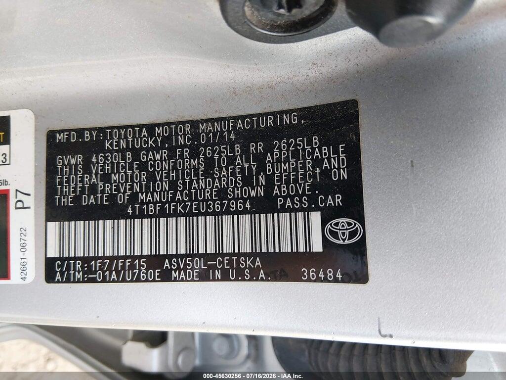 4T1BF1FK7EU367964 2014 TOYOTA CAMRY photo no. 9