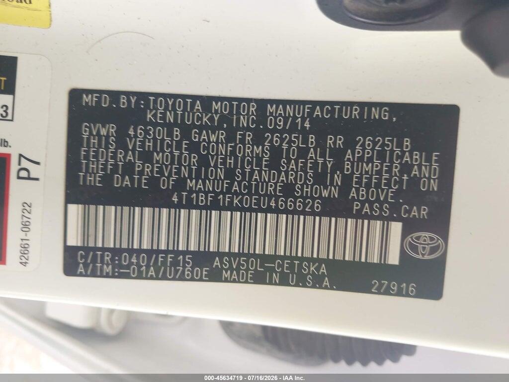4T1BF1FK0EU466626 2014 TOYOTA CAMRY photo no. 9