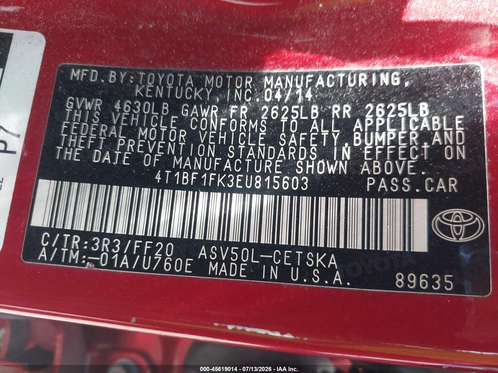 4T1BF1FK3EU815603 2014 TOYOTA CAMRY photo no. 9