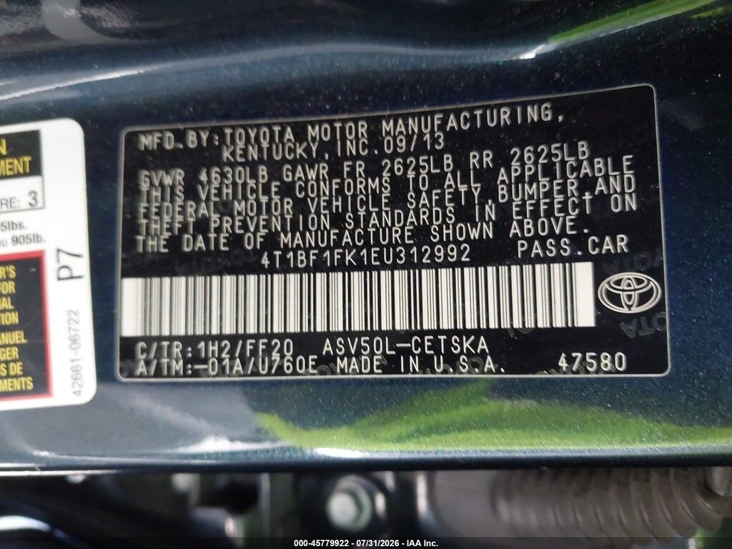 4T1BF1FK1EU312992 2014 TOYOTA CAMRY photo no. 9