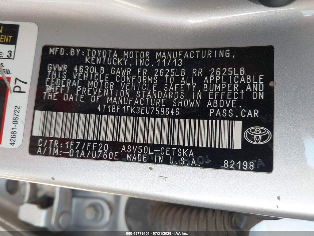 4T1BF1FK3EU759646 2014 TOYOTA CAMRY photo no. 9