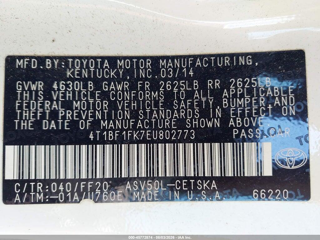4T1BF1FK7EU802773 2014 TOYOTA CAMRY photo no. 9