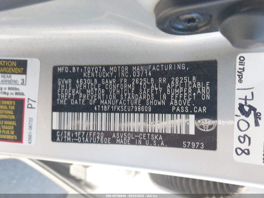 4T1BF1FK5EU798609 2014 TOYOTA CAMRY photo no. 9