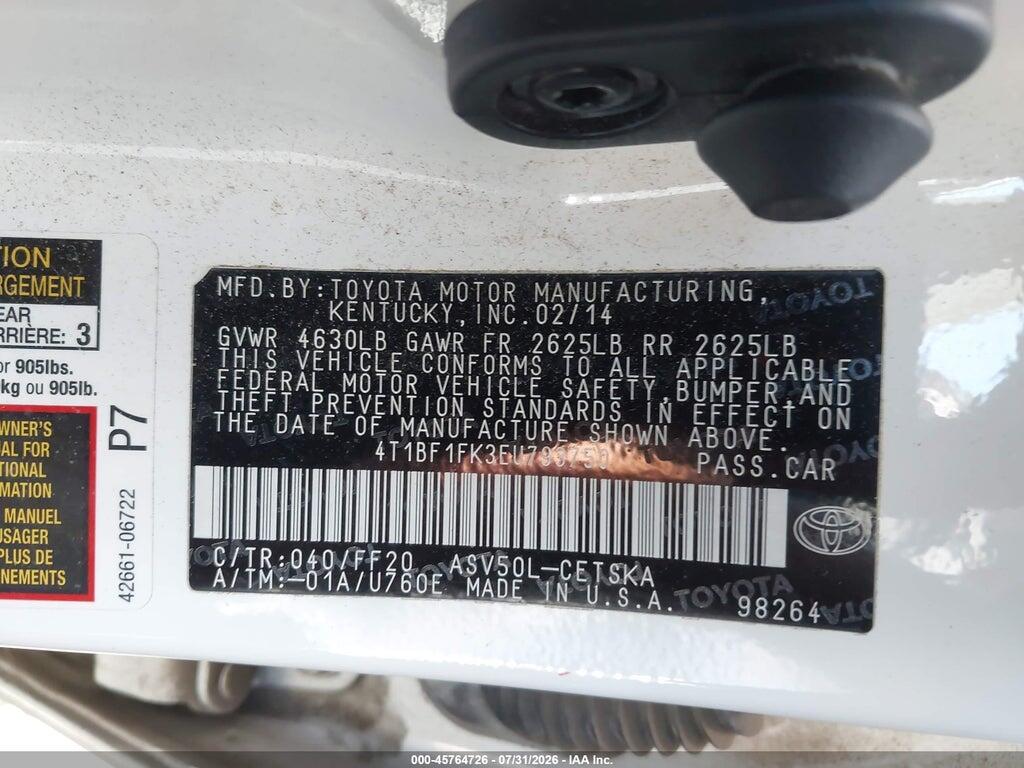 4T1BF1FK3EU793750 2014 TOYOTA CAMRY photo no. 9