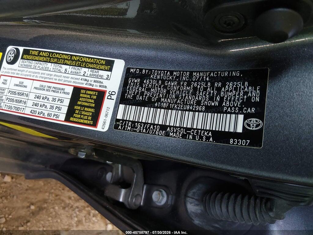 4T1BF1FK2EU842968 2014 TOYOTA CAMRY photo no. 9