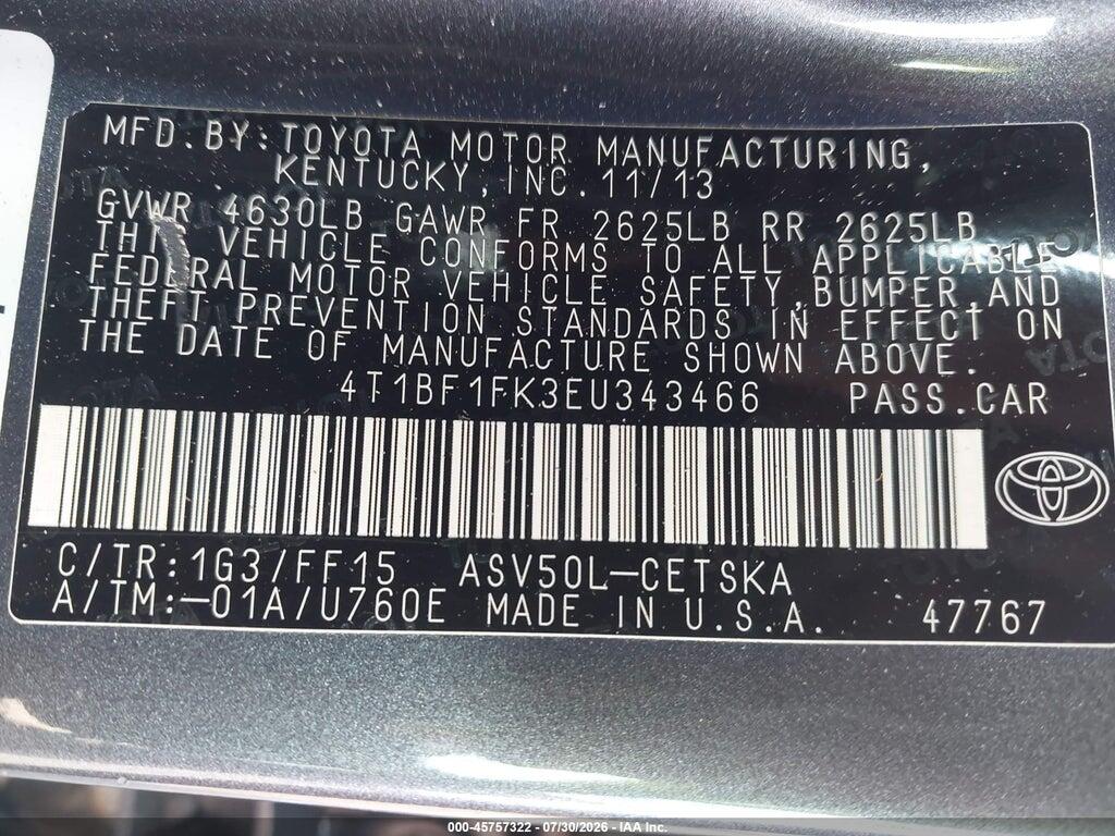 4T1BF1FK3EU343466 2014 TOYOTA CAMRY photo no. 9