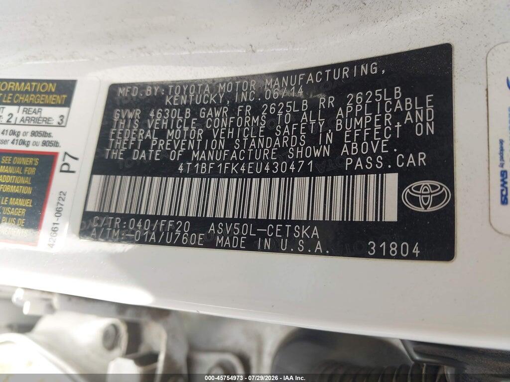 4T1BF1FK4EU430471 2014 TOYOTA CAMRY photo no. 9