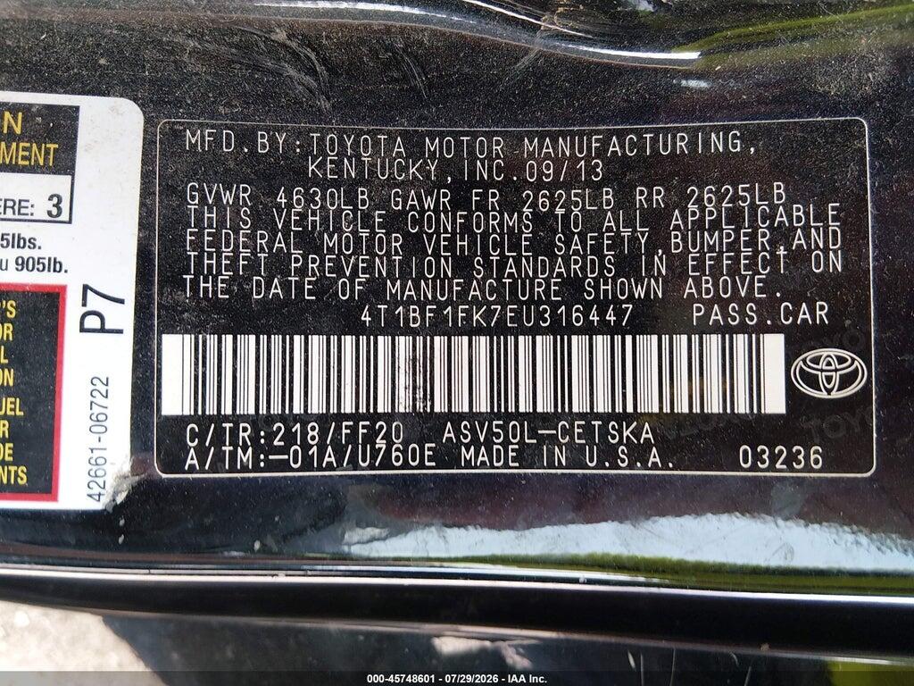 4T1BF1FK7EU316447 2014 TOYOTA CAMRY photo no. 9