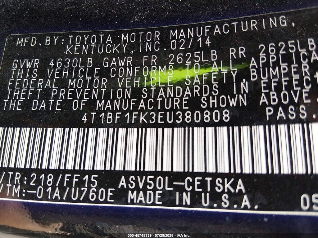 4T1BF1FK3EU380808 2014 TOYOTA CAMRY photo no. 9