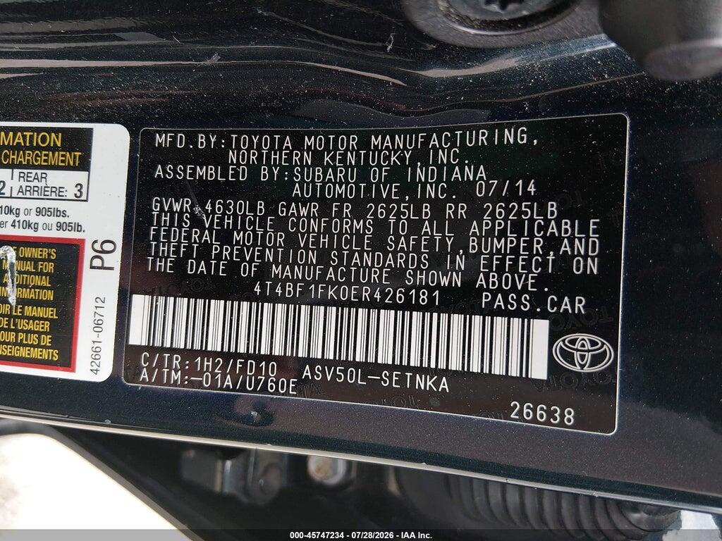 4T4BF1FK0ER426181 2014 TOYOTA CAMRY photo no. 9