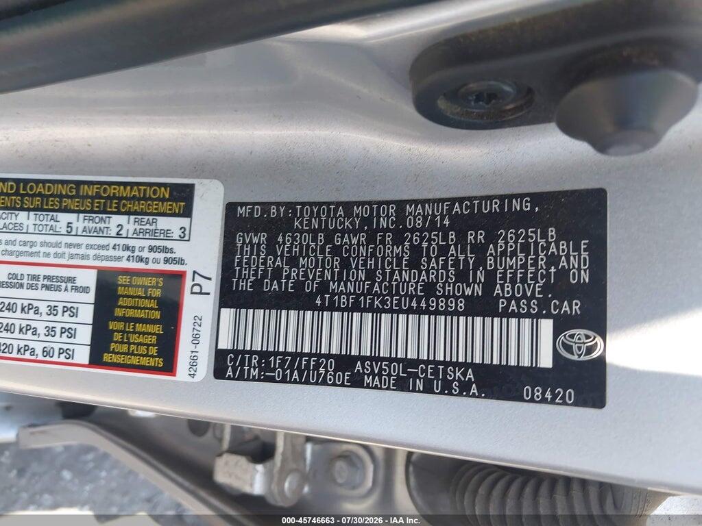 4T1BF1FK3EU449898 2014 TOYOTA CAMRY photo no. 9