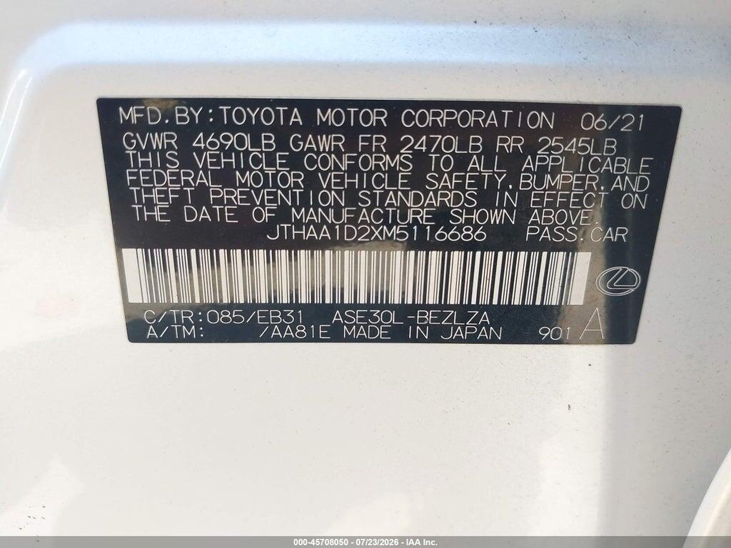 JTHAA1D2XM5116686 2021 LEXUS IS 300 photo no. 9
