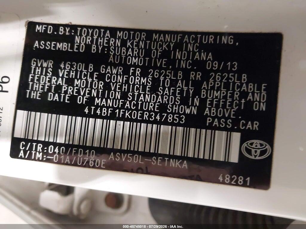 4T4BF1FK0ER347853 2014 TOYOTA CAMRY photo no. 9