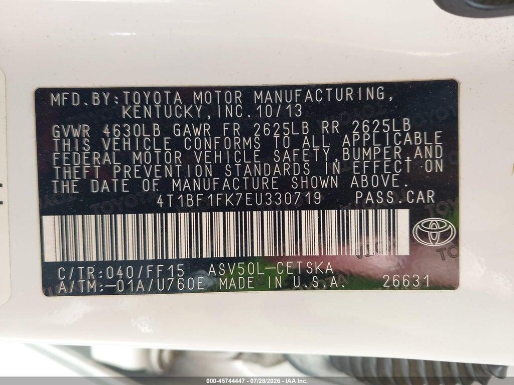 4T1BF1FK7EU330719 2014 TOYOTA CAMRY photo no. 9