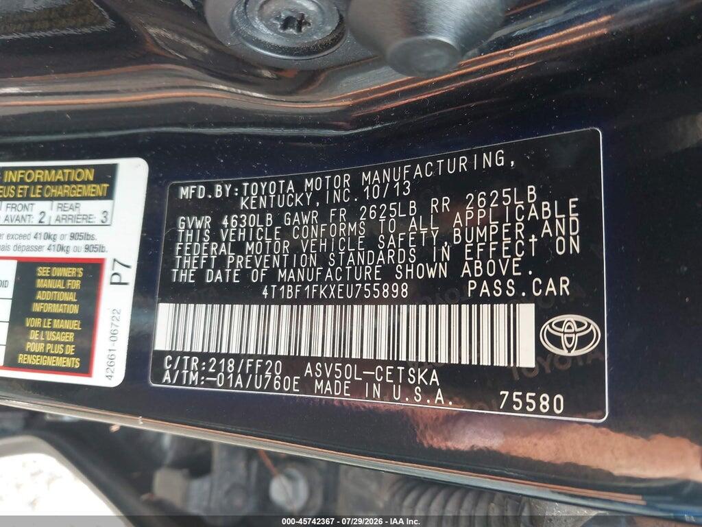 4T1BF1FKXEU755898 2014 TOYOTA CAMRY photo no. 9