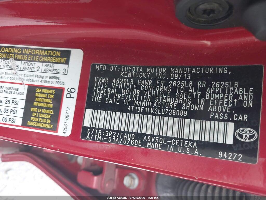 4T1BF1FK2EU738089 2014 TOYOTA CAMRY photo no. 9