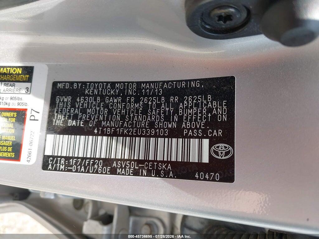4T1BF1FK2EU339103 2014 TOYOTA CAMRY photo no. 9