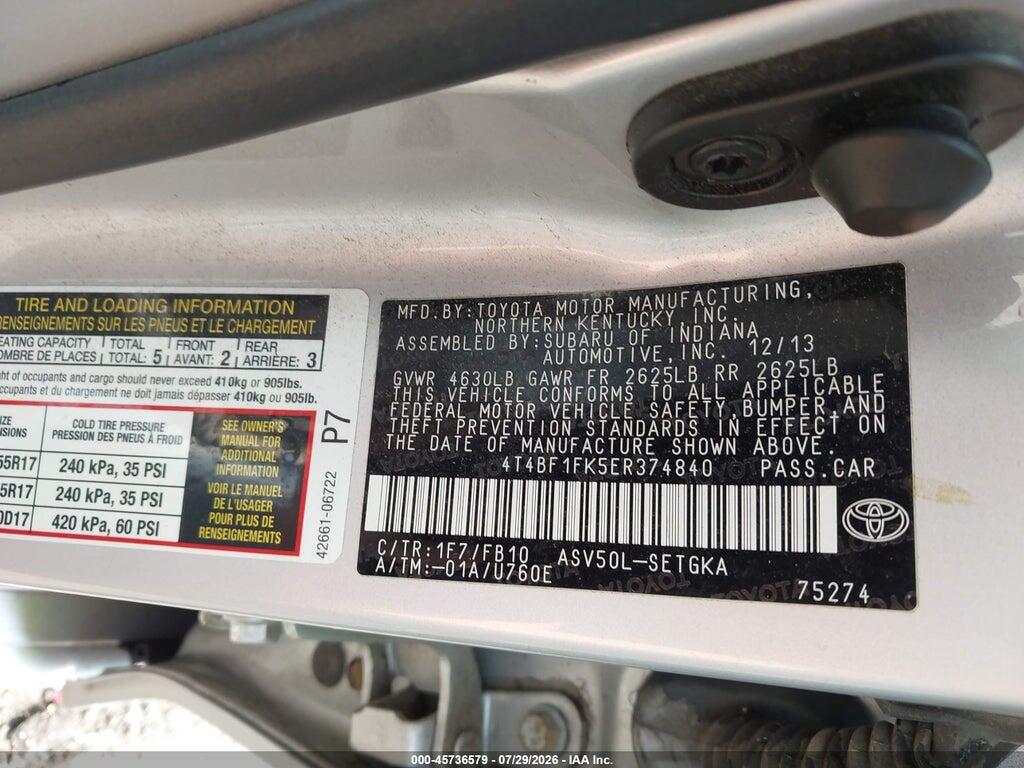 4T4BF1FK5ER374840 2014 TOYOTA CAMRY photo no. 9