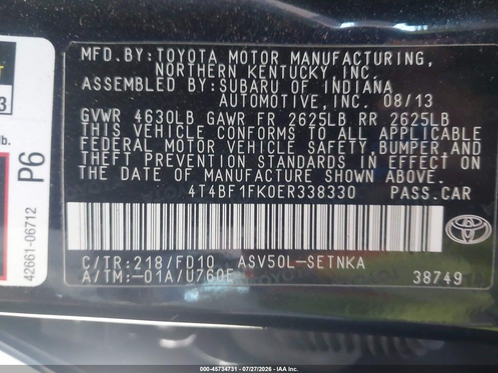 4T4BF1FK0ER338330 2014 TOYOTA CAMRY photo no. 9