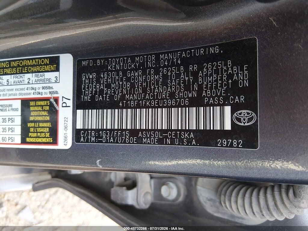 4T1BF1FK9EU396706 2014 TOYOTA CAMRY photo no. 9