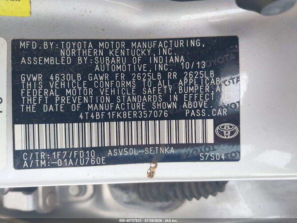 4T4BF1FK8ER357076 2014 TOYOTA CAMRY photo no. 9