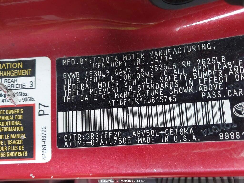 4T1BF1FK1EU815745 2014 TOYOTA CAMRY photo no. 9