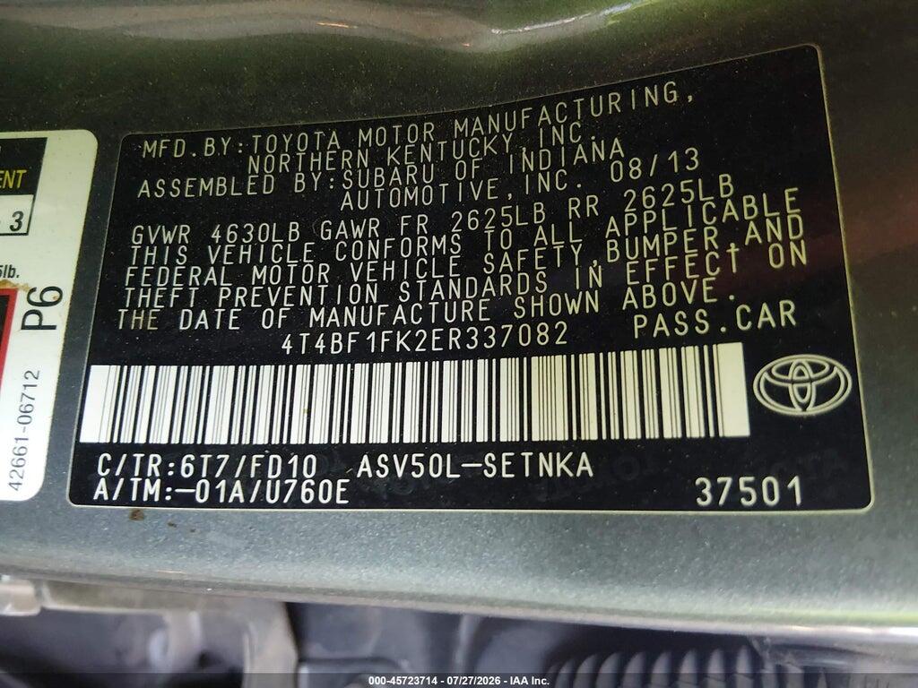 4T4BF1FK2ER337082 2014 TOYOTA CAMRY photo no. 9