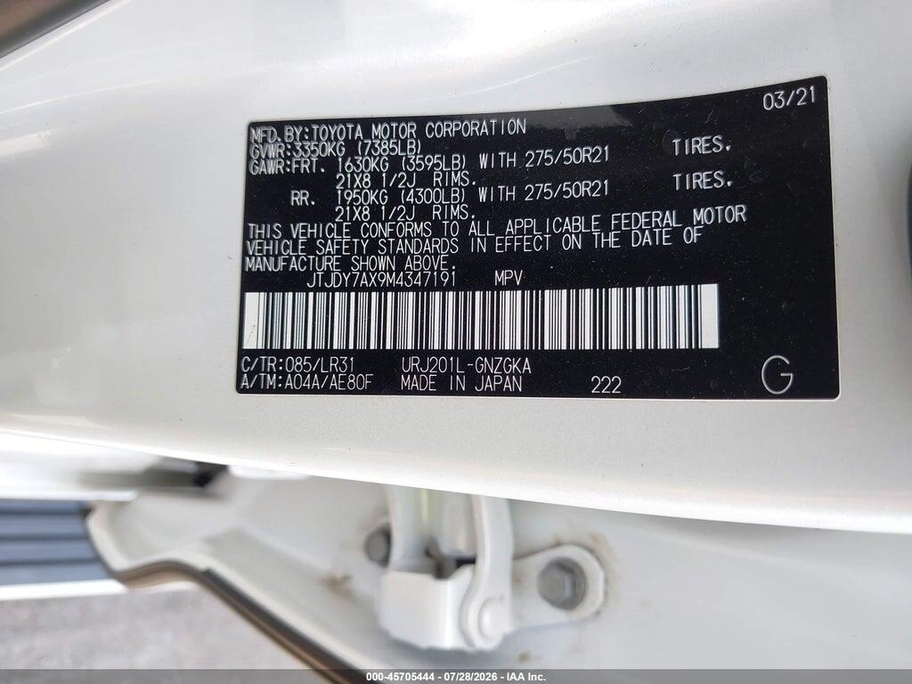 JTJDY7AX9M4347191 2021 LEXUS LX 570 photo no. 9