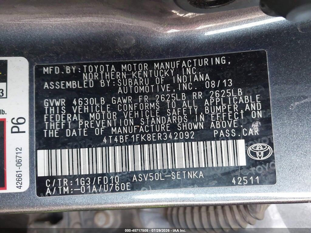 4T4BF1FK8ER342092 2014 TOYOTA CAMRY photo no. 9