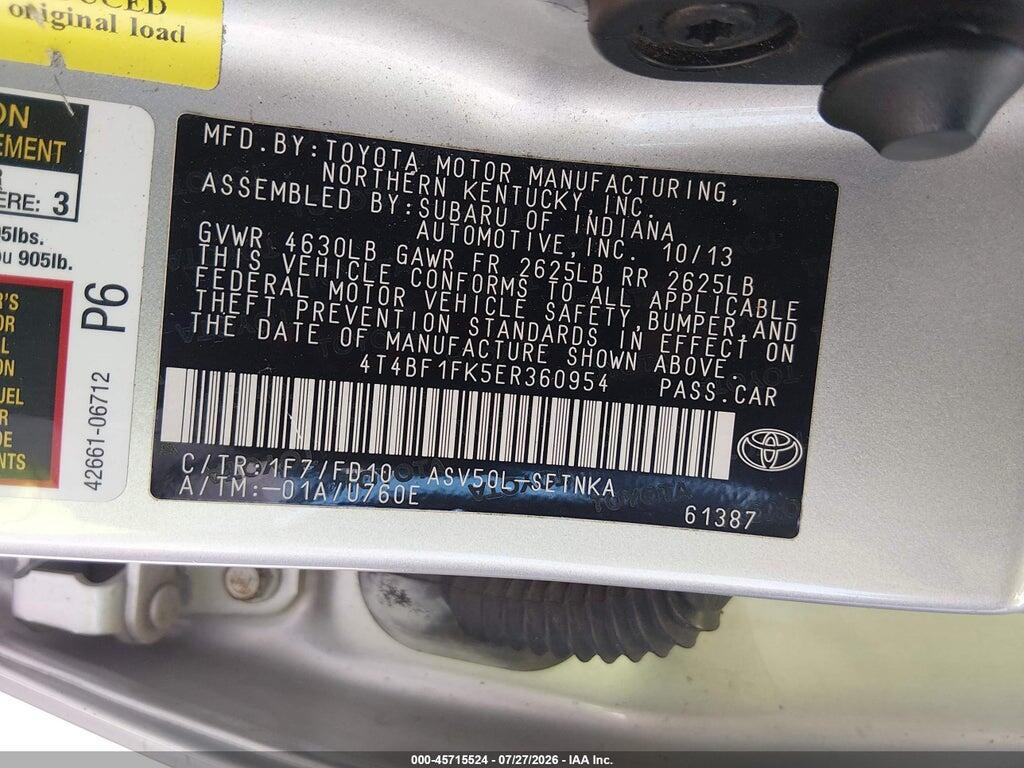 4T4BF1FK5ER360954 2014 TOYOTA CAMRY photo no. 9