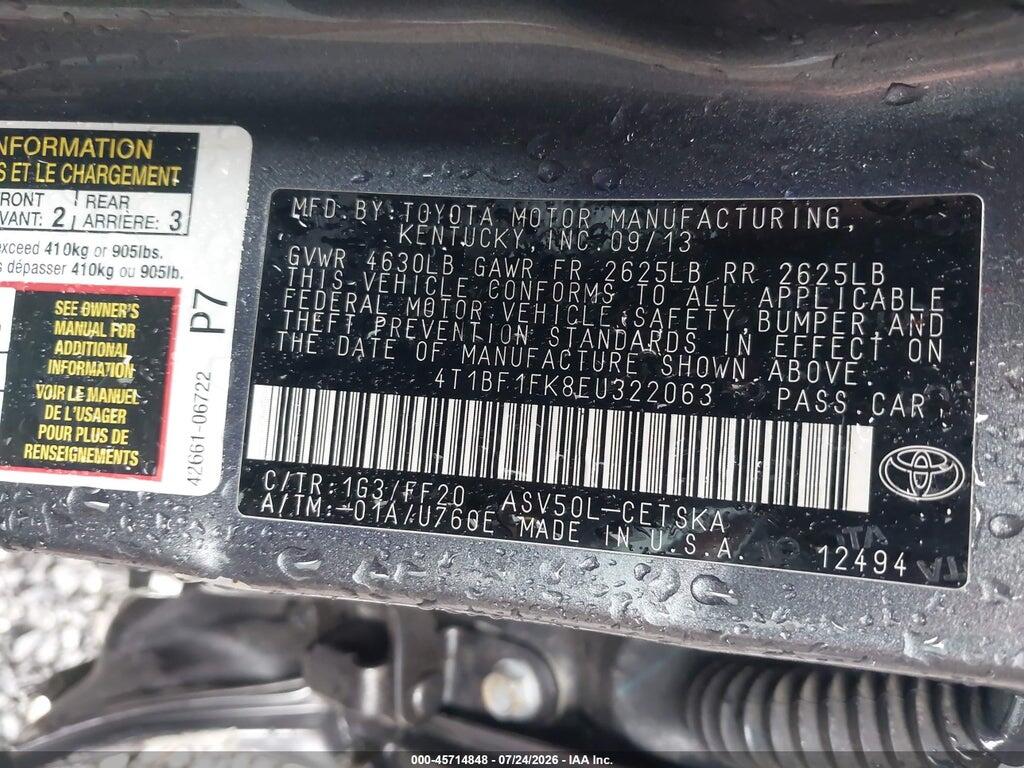 4T1BF1FK8EU322063 2014 TOYOTA CAMRY photo no. 9