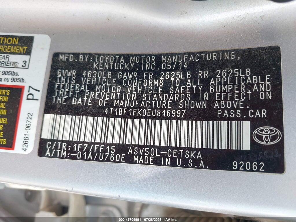 4T1BF1FK0EU816997 2014 TOYOTA CAMRY photo no. 9