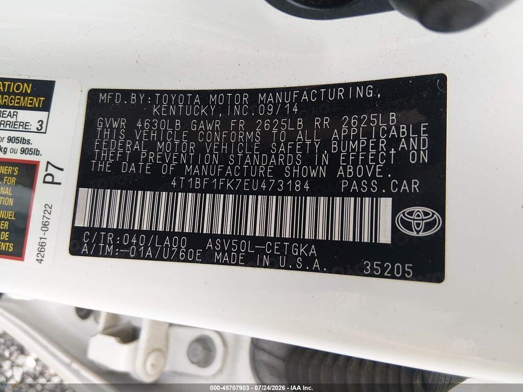 4T1BF1FK7EU473184 2014 TOYOTA CAMRY photo no. 9
