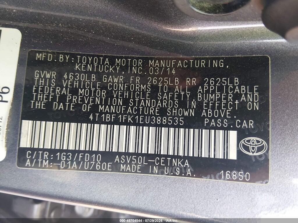 4T1BF1FK1EU388535 2014 TOYOTA CAMRY photo no. 9