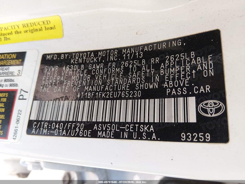 4T1BF1FK2EU765230 2014 TOYOTA CAMRY photo no. 9