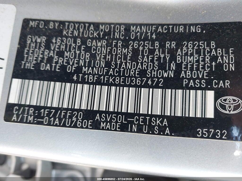 4T1BF1FK8EU367472 2014 TOYOTA CAMRY photo no. 9
