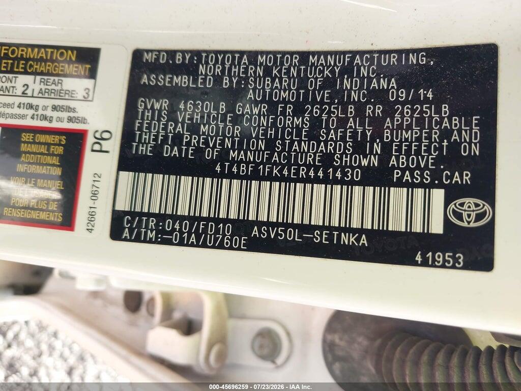 4T4BF1FK4ER441430 2014 TOYOTA CAMRY photo no. 9