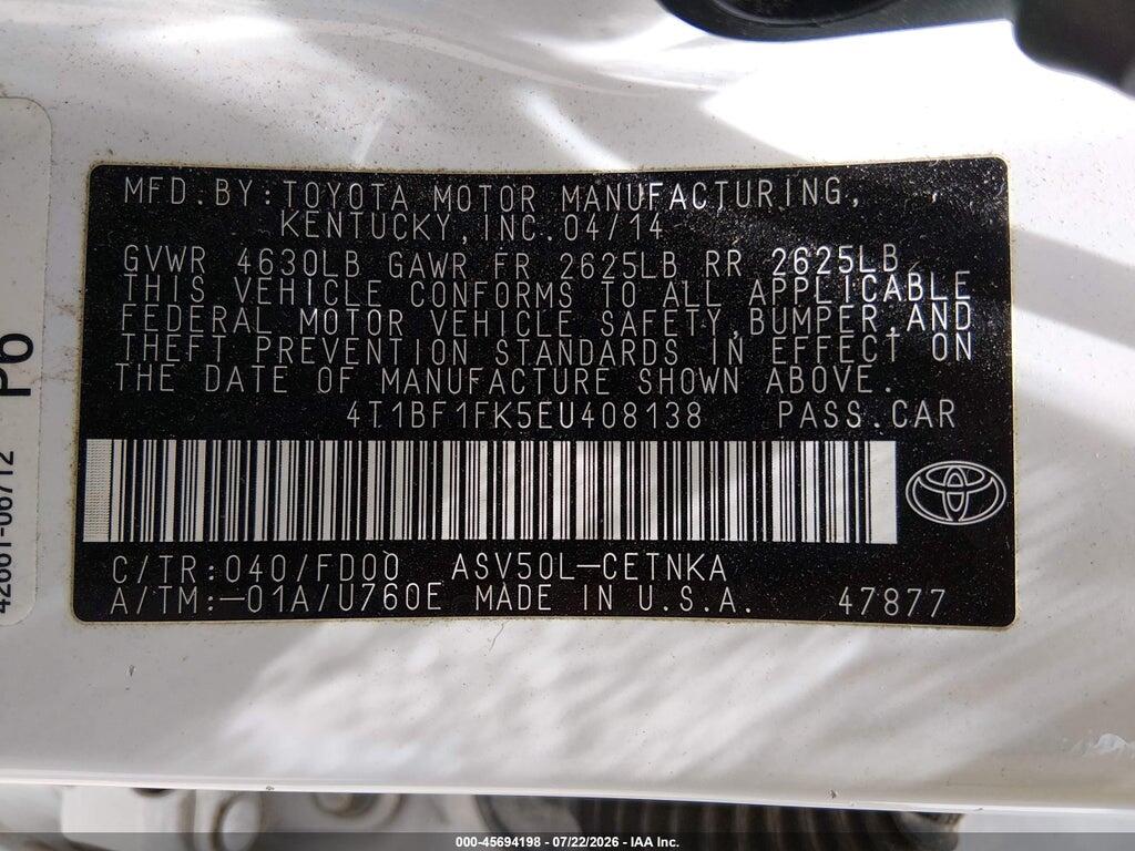 4T1BF1FK5EU408138 2014 TOYOTA CAMRY photo no. 9