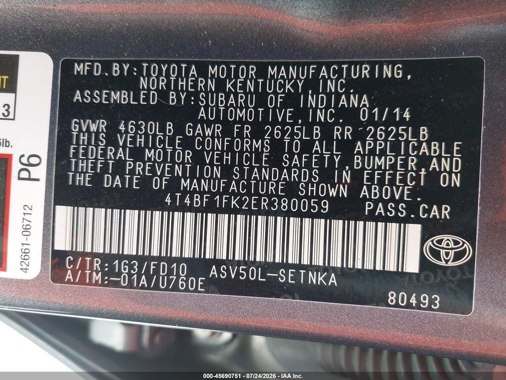4T4BF1FK2ER380059 2014 TOYOTA CAMRY photo no. 9