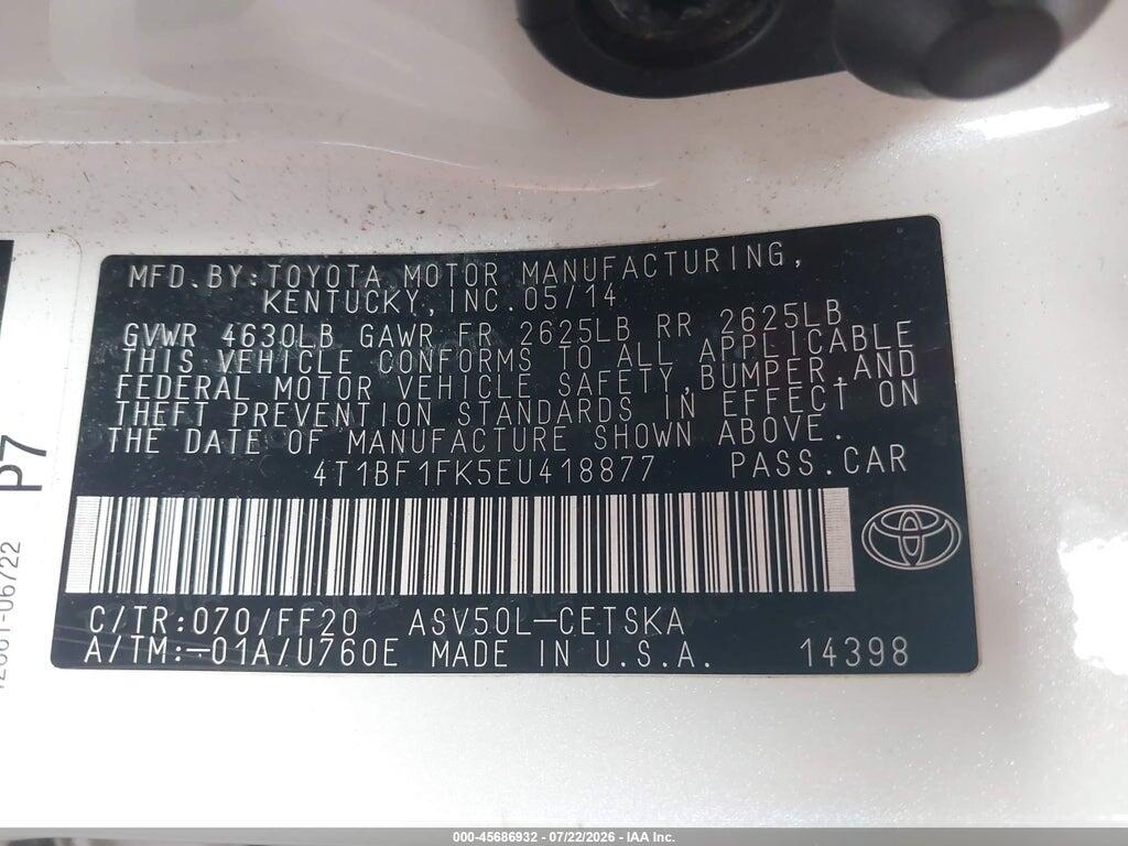 4T1BF1FK5EU418877 2014 TOYOTA CAMRY photo no. 9
