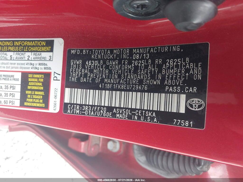 4T1BF1FK8EU729476 2014 TOYOTA CAMRY photo no. 9