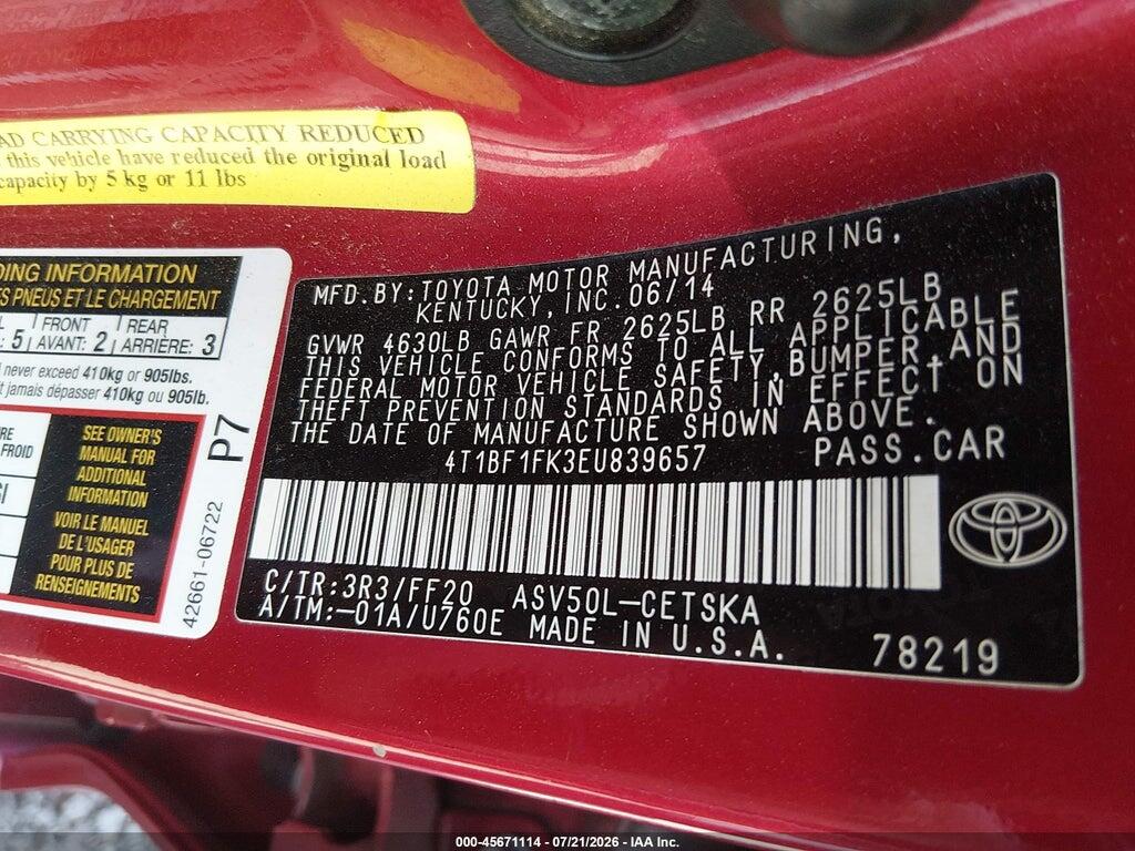 4T1BF1FK3EU839657 2014 TOYOTA CAMRY photo no. 9