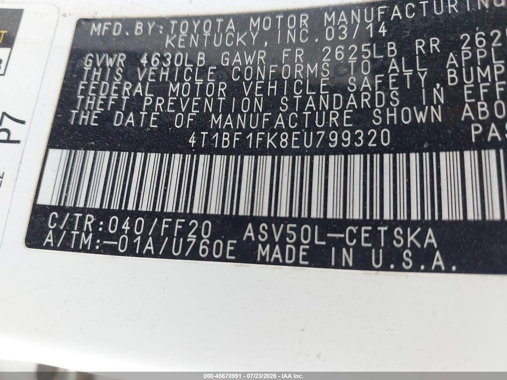 4T1BF1FK8EU799320 2014 TOYOTA CAMRY photo no. 9