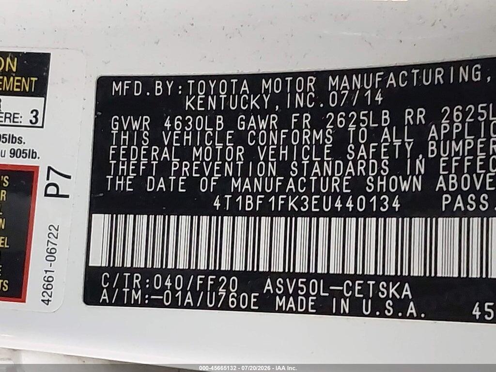 4T1BF1FK3EU440134 2014 TOYOTA CAMRY photo no. 9