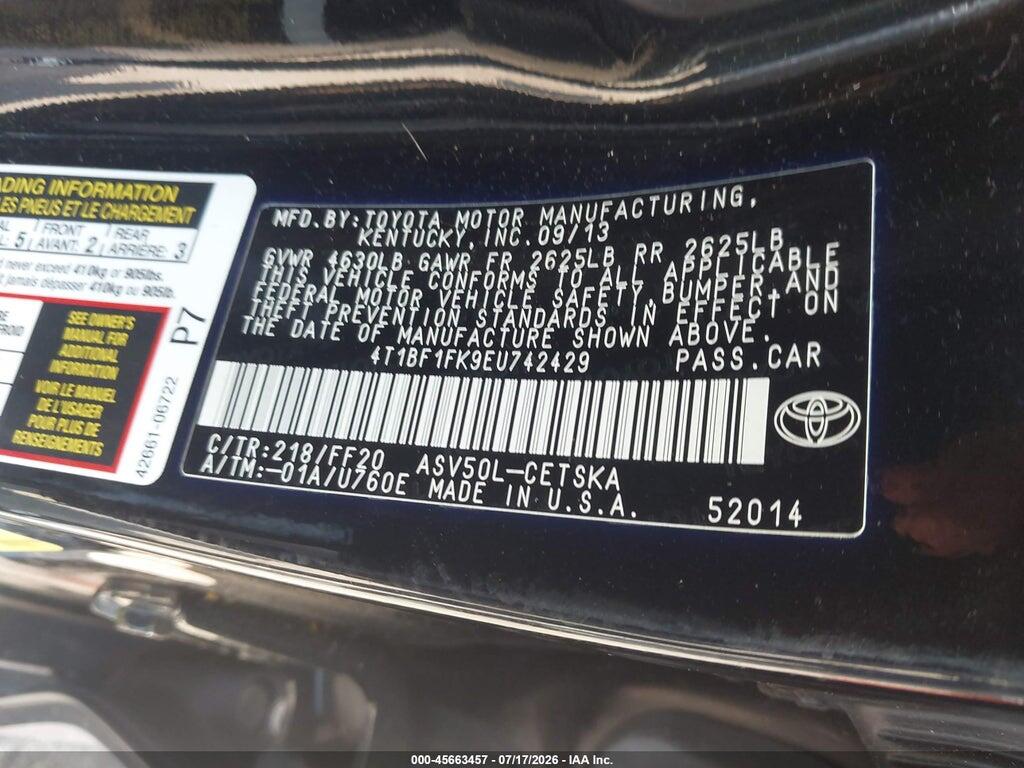 4T1BF1FK9EU742429 2014 TOYOTA CAMRY photo no. 9