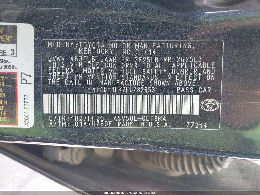 4T1BF1FK2EU782853 2014 TOYOTA CAMRY photo no. 9